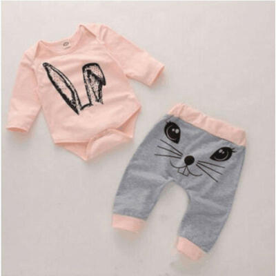 

USA Newborn Infant Baby Girl Outfits Clothes Set Romper BodysuitPants Leggings