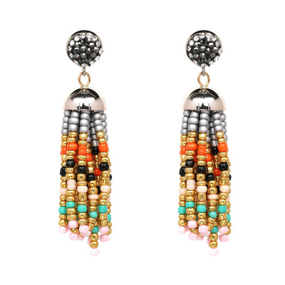 

New Arrival Vintage Beads Long Big Earrings Tassel Wedding Drop Earrings Dangle Women Wholesale Statement Jewelry