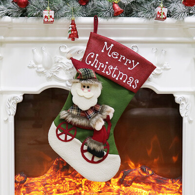 

〖Follure〗Candy Bag Christmas Gifts Tree Ornament Stocking Santa Claus Snowman Sock Decor