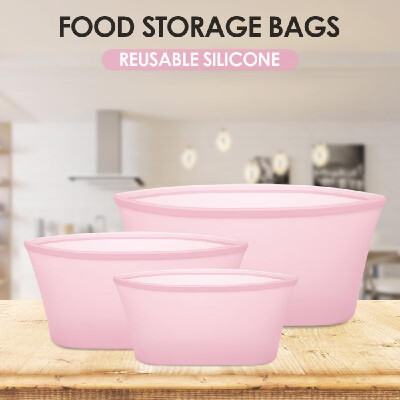 

3pcs Reusable Silicone Food Storage Bags Food Preservation Bags Food Container Leakproof for Vegetable Liquid