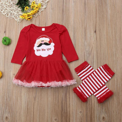 

Newborn Baby Girls Santa Long Sleeve Tops Romper Dress Leg Warmers Outfits Xmas