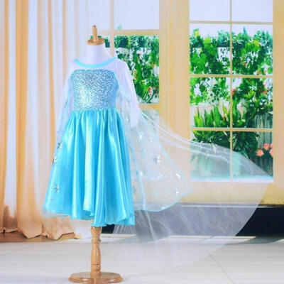 

Fashion New Baby Girls Kids Costumes Cosplay Party Gown Fancy Tulle Dress Blue 3-8Y
