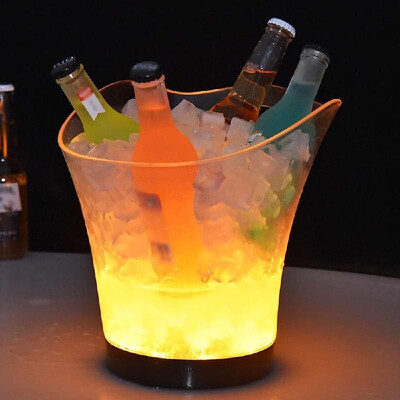 

DC3V 1W 55L High Big Capacity RGB LED Light Lamp Ice Bucket Icy Barrel Curve Design Yellow 4 AAA Battery Powered Operated for H