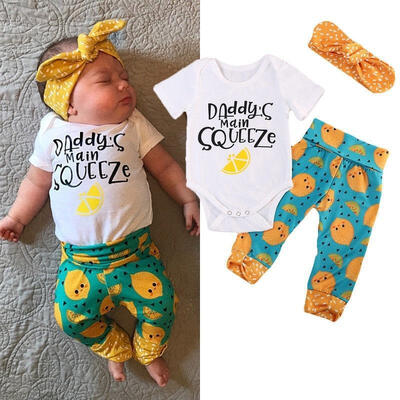 

Newborn Baby Girls Short Sleeve Romper Long Pants Leggings Outfits Set Clothes