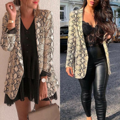 

Women Elegant Snakeskin Slim Casual Business Blazer Suit Jacket Coat Outwear New