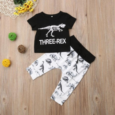 

2Pcs Newborn Baby Boy Outfits Short Sleeve T-shirtPants Dinosaur Clothes Set