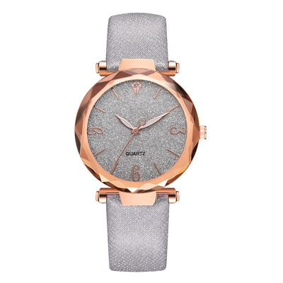 

New fashion PU watch Korean fashion casual female models noble solid color quartz watch rose gold frame watch