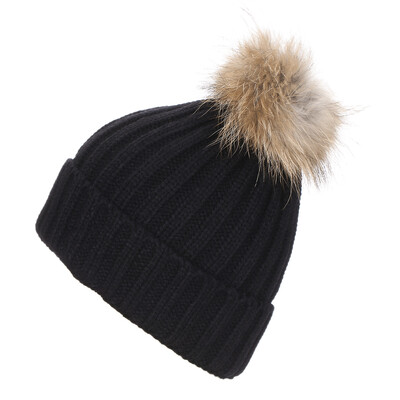 

2016 Fashion Winter Raccoon Fur Hat Real Fur Pompom Caps Hat