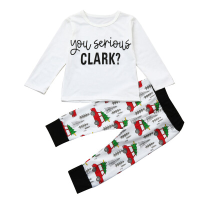 

Toddler Kids Baby Boy Girl T shirt Tops Pants Christmas Set Family Clothes