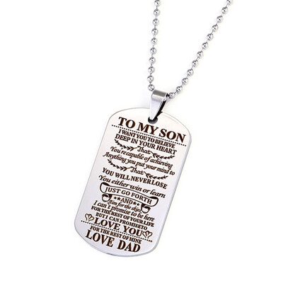 

To My Son Daughter Pendant Family Necklace Stainless Steel Jewelry