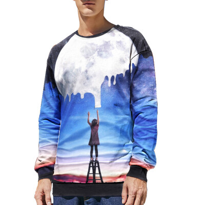 

Toponeto Mens New Style Fashion T-Shirt With 3D Printing And Long Sleeves Sweater Blouse