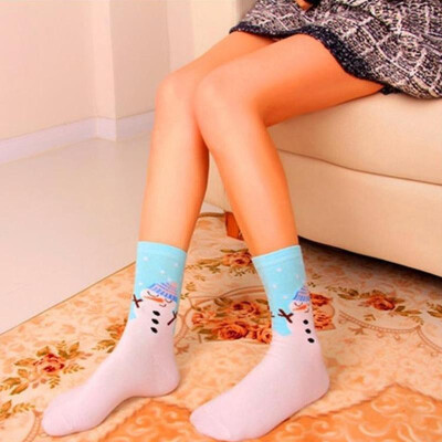 

Winter Women Christmas Socks Santa Claus Snowman Deer Print Gift Festive Cotton Socks Hosiery