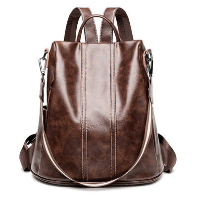 

Womens bag leather large capacity outdoor travel backpack
