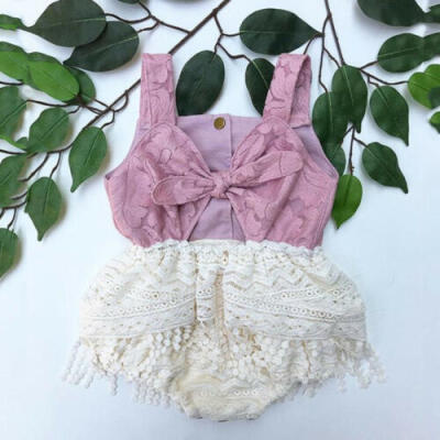 

AU Newborn Baby Girl Clothes Lace Tassel Romper Bodysuit Overall Outfits Sunsuit