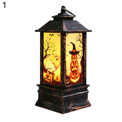 

Halloween Vintage Pumpkin Witch Ghost Hand Flame LED Light Decor Lamp Lantern