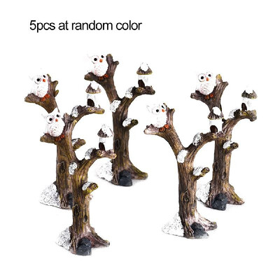 

Mini Tree Branches&Owl Fairy Garden Decoration Resin DIY Craft Ornaments Model Miniature Landscape Photography Props 5pcs random