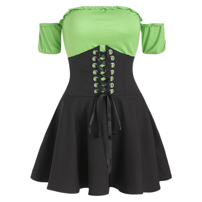 

Off Shoulder Lace Up Skirt Set