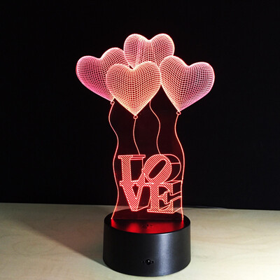 

Yeduo 3D Visual Bulb Optical Illusion Colorful Led Table Lamp Touch Romantic Holiday Night Light Baymax Love Heart Wedding Gifts