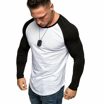 

Luxury Men Long Sleeve T Shirt Casual Blouse Tops Gym Muscle Tees Clothing