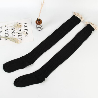 

Fashion Women Sexy Warm Cotton Thigh High Stockings Knit Over Knee Lace Girls Long Socks
