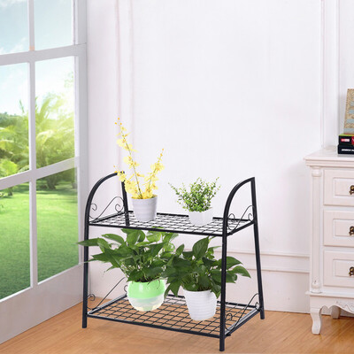 

Gobestart 2-Tier IndoorOutdoor Metal Plant Stand Flower Pots Holder Shoe Organizer