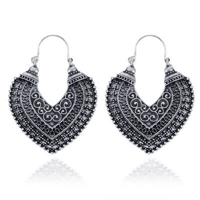 

Hot Ethnic Jewelry Carving Hollow Gypsy Heart Earrings For Women
