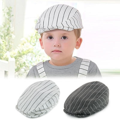 

Baby Kids Cute Cotton Stripe Beret Cap Boy Girl Peaked Baseball Casquette Hat