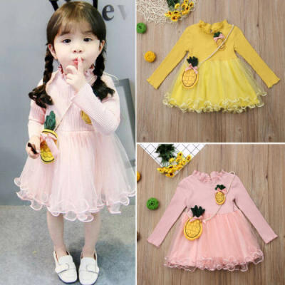 

Baby Girl Newborn Infant Knit Long Sleeve Tutu Tulle Party Pageant Dress Clothes