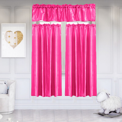 

Toponeto 3Pcs Pure Color Kitchen Home Curtain With Swag Tier Window Curtain Set