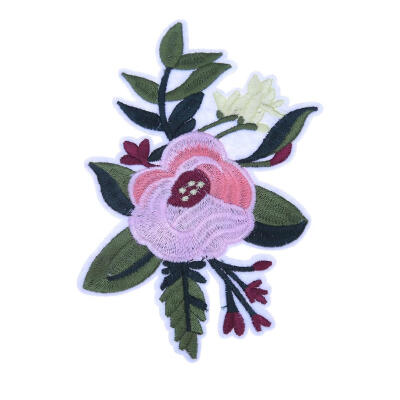 

Embroidery Pink Flower Sew Iron On Patch Badge Clothes Fabric Applique