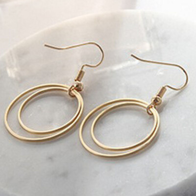

Women Double Round Hoop Circle Dangle Earrings Fashion Jewelry Gift