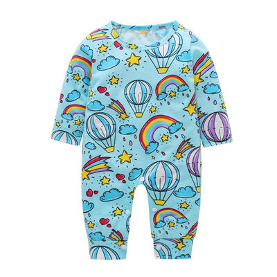 

Fashion Cute Rainbow Print Long Sleeve Baby Rompers O-Neck Basic Jumpsuit