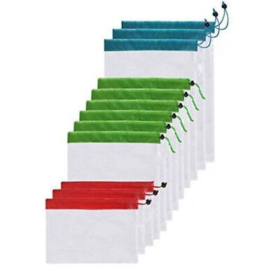 

12pcs 3 Sizes Reusable Mesh Produce Bag Drawstring Fruit Vegetable Toys Storage Pouch Sundries Organizer Bag