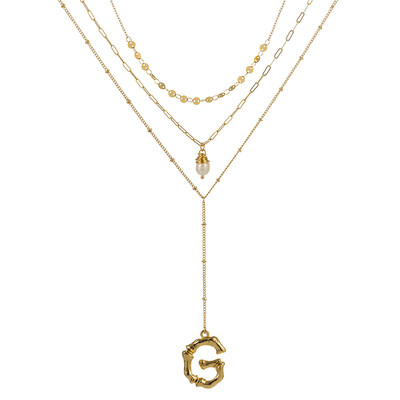 

Gold Color Initial natural freshwater pearl Necklace Personalized Letter Necklace Jewelry For Women Accessories Girlfriend Gift
