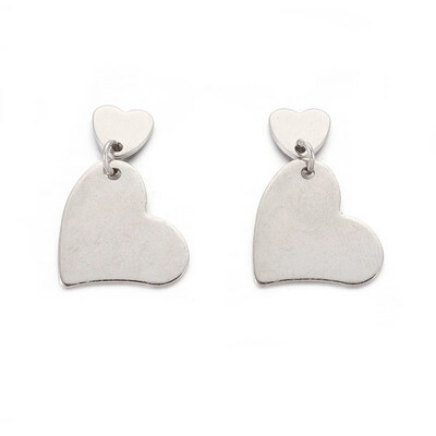 

304 Stainless Steel Ear Studs Heart Stainless Steel Color 27mm Pin 07mm