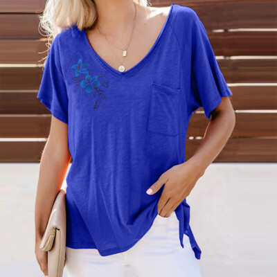 

Starmoon Womens Summer Fashion T-shirt With Circle Collar Print Short Sleeve Top Blouse