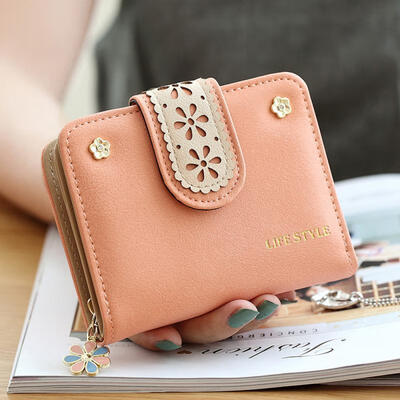 

Simple Square Cute Lady Wallet Folding Hollow Out Short Paragraph Small Wallet Mini Coin Card Holder Purse Handbag