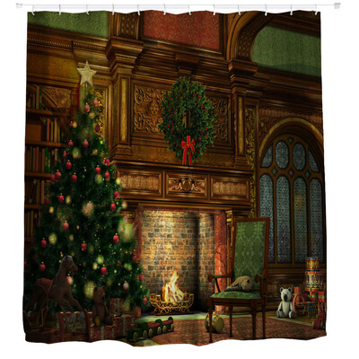 

Gobestart Christmas Kids Waterproof Polyester Bathroom Shower Curtain Decor With Hooks A