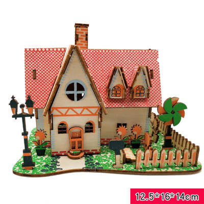 

Tailored 3D Wooden Puzzle DIY Building Model Dollhouse Style House Jigsaw Puzzle Kid Toys