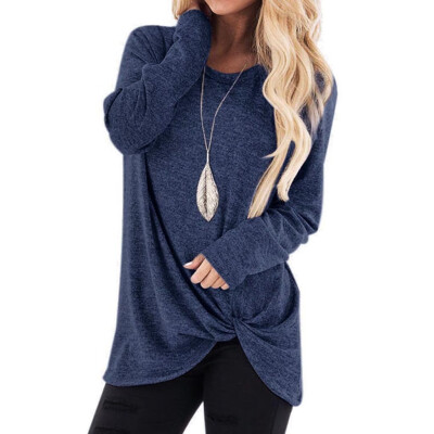 

Tailored Women Fashion Loose Long Sleeve O-Neck Casual Solid T-Shirt Blouse Tops