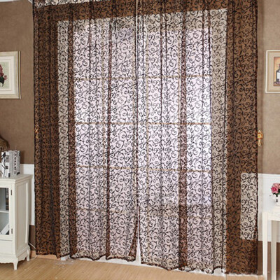 

Door Window Curtain Plant Floral Pattern Sheer Voile Tulle Drape Valances