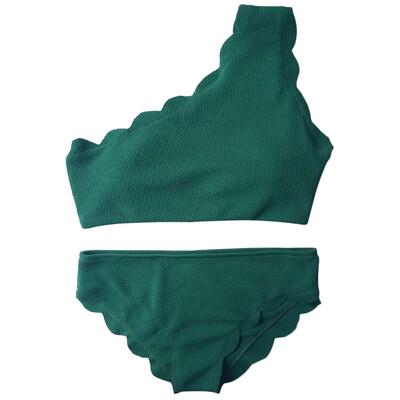 

One Shoulder Scalloped Bikini Set