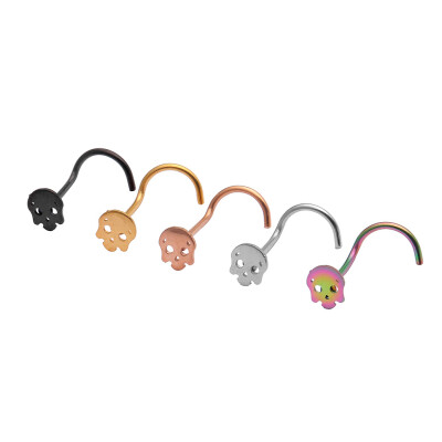 

Skull Head Surgical Steel Nose Ring Stud Screw Nose Piercing Halloween Jewelry