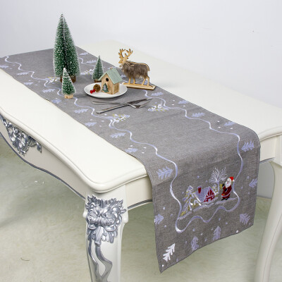 

Embroidery Table Runner Christmas Table Cloth Cover for Home New Year Decoration