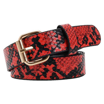 

Snake Print Leather Square Waistband Pants Dress Waist Belts for Women