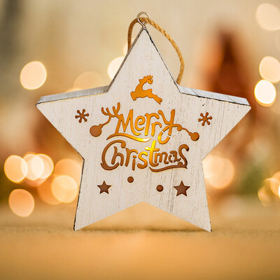 

Tailored Christmas Glowing Creative Xmas Tree Hangings Wooden House Pendant Decor