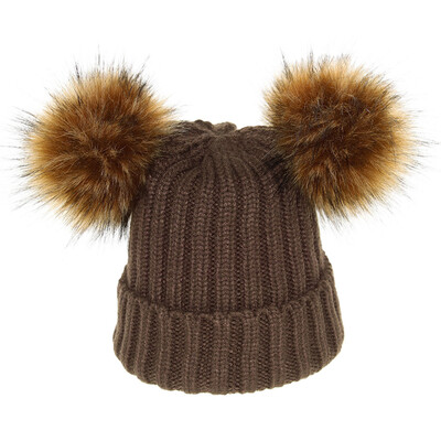 

Tailored Mother&Me Women Cap Balls Warm Detachable Copper Button Thickening Hat