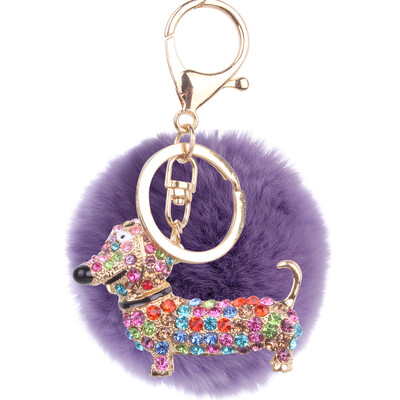 

Cute Keji Keychain Diamond Cartoon Puppy Keychain Gift Rex Rabbit Fur Plush Ball Jewelry