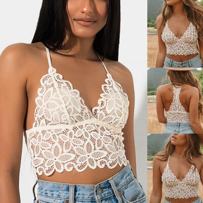 

〖Follure〗Women Vest Crop Lace Wire Free Bra Lingerie Sexy V-Neck Underwear Camisole -2XL