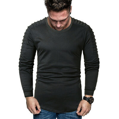 

HOT Men T-Shirt Slim Fit Casual Tops Autumn Clothes Muscle Thin Gym Tee Blouse